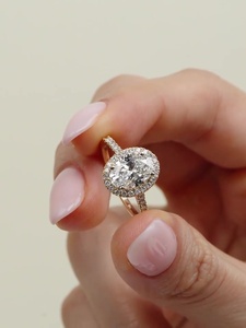 Custom ODM Manufacturer 10K 14K 18K Gold 3ct Oval Moissanite Halo Engagement Wedding <b>Ring</b> Prong Setting Fine Jewelry Direct - Product Image 4
