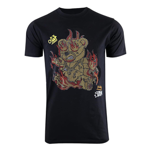 T-shirt Homme Haute Qualité 100% Coton Uni Coupe Classique Streetwear Molleton Français avec Strass Logo Personnalisé Manches Courtes Devant - Product Image 1