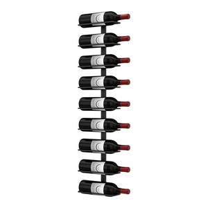 Industrial Acacia Wood Wall-<b>Mounted</b> Wine Rack - 10 Bottle Metal <b>Frame</b> Holder Wholesale - Product Image 1