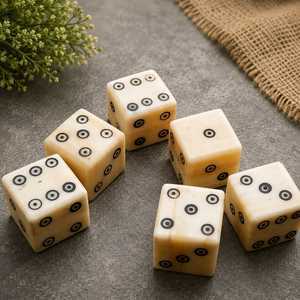 Juego de Dados de Hueso de Vaca Pulido a Mano, Color Natural, Puntos Grabados Personalizados, Ecológico, Resistente al Agua, para Dungeons & Dragons - Product Image 1