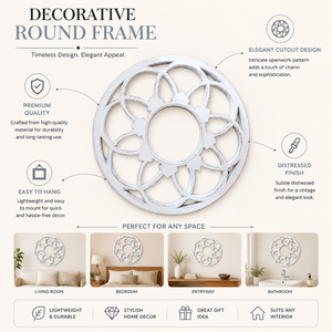 Cadre mural mandala en bois de manguier blanc fait main, art mural décoratif rond sculpté pour salon, chambre, couloir, décoration intérieure - Product Image 5