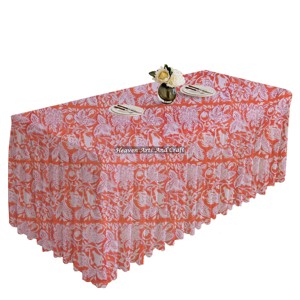 Cotton Washable Pleated Table Cloth For Dining Room Premium Quality Hand Block Printed <b>Rectangle</b> Pleated Table Cloths Cotton - Product Image 1