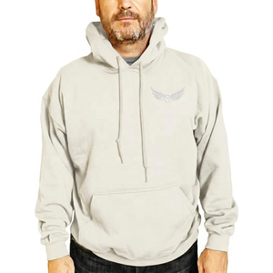 Sudadera con Capucha Azul Marino para Hombre, Logotipo de Alas Bordado, Corte Regular, Felpa, Informal, con Bolsillo Delantero, para Otoño - Product Image 3