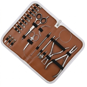 Professional Hair Extension Kit 3 Hole Crimping Plier Hair Pulling Hook Tool Thread Cutting Mini Scissor Barber Shears OEM - Product Image 6