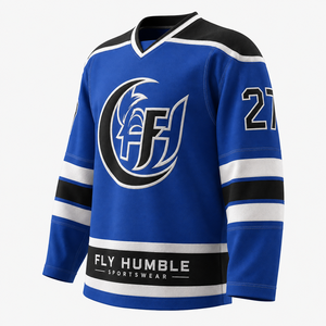 Fly Humble Ice Hockey Jersey Men's White Red Black 100% Polyester Quick Dry Adjustable Strap Full Sleeve Sportswear <b>Cheap</b> Price - Product Image 2