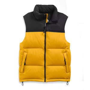 Chaleco sin mangas Body Warmer's, color negro y amarillo, chaleco acolchado con relleno de plumón, con cremallera, hecho de poliéster, chaleco softshell de invierno. - Product Image 1