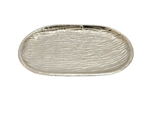 Plateau décoratif ovale en aluminium fait main, motif abstrait, design moderne, multifonctionnel, léger, pour la décoration - Product Image 1