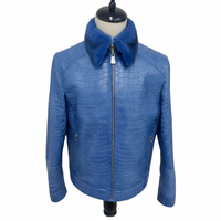 Veste coupe-vent matelassée en toile bleue rétro classique, design personnalisé, logo OEM, doublure polaire, hiver, homme