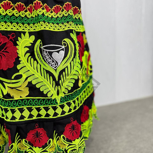 Custom Traditional Embroidered <b>Skirt</b> Ethnic High Waist Floral Maxi <b>Skirt</b> Ribbon Trim Pacific Islander Cultural Dance <b>Skirts</b> Sale - Product Image 5