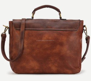 Leather Laptop <b>Briefcase</b> Classic Shoulder Bag for Office Men Durable Handle Closure - Product Image 5