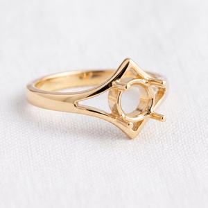 Bague semi-montée carrée en argent sterling 925, prête à l'emploi, pour pierres précieuses de 5mm à 18mm, composant de bijoux en or 18K - Product Image 6