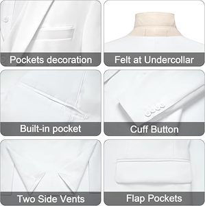 Ensemble de Costume de Luxe pour Homme, Idéal pour le Bureau, les Mariages et les Cérémonies, Couleur Blanche, Pantalon et Veste en Polyester, Personnalisable avec Logo - Product Image 3