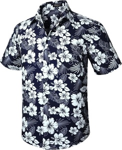 Chemise Hawaïenne Décontractée pour Homme à Manches Courtes, Imprimé Floral, Respirante, en Popeline, Col Rabattu, Spandex Polyester 140g, Idéale pour les Vacances d'Été - Product Image 3
