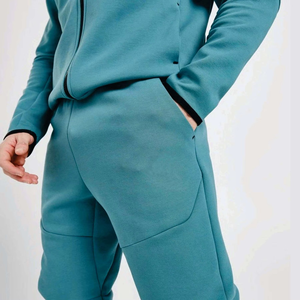 Ensemble de survêtement pour homme, couleur unie, à capuche, fermeture éclair intégrale, en molleton technique, respirant, style sportif, pour l'automne - Product Image 5