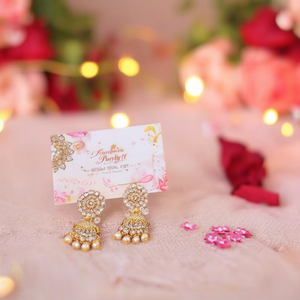 Gold Plated Pearl Drop Jhumkis for Bridal Party Gift - Product Image 2