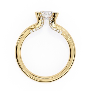 Bague en diamant de laboratoire de qualité supérieure, taille ronde 1 carat, avec pierres latérales rondes, or massif 14 carats, bijou raffiné pour cadeau. - Product Image 4