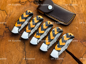 Couteau de poche pliant artisanal de qualité industrielle en acier Damas, avec système de verrouillage, pour usage quotidien (EDC), manche personnalisé – Fournisseur UA, directement de l'usine B2B - Product Image 6