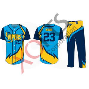 Maillot de baseball personnalisé pas cher avec logo d'équipe imprimé par transfert thermique, entièrement boutonné, sublimation personnalisée, grande taille, antibactérien - Product Image 2