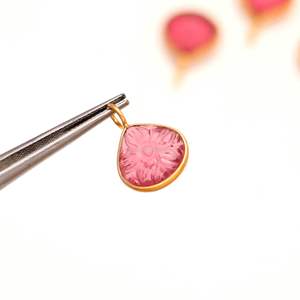 Pendentif Fleur en Quartz Tourmaline Rose AAA, Breloque en Argent Sterling 925, Pierre Précieuse Sculptée à la Main, Cœur de 12MM pour la Fabrication de Bijoux - Product Image 6