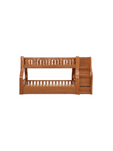 Cama litera doble de madera maciza con cajones de almacenamiento y escalera, diseño moderno de teca tallada a mano para dormitorio infantil - Product Image 6