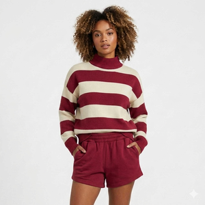 Custom Logo Mock Neck Sweatshirt Matching Shorts Mock Neck Sweatshirt Oversized <b>Sweat</b> Suit Shorts <b>Set</b> Sweatshirt Manufacturer - Product Image 1