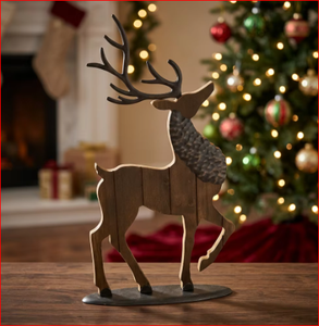 Modern Metal Reindeer Sculpture Handcrafted Tabletop Deer Statue <b>Rustic</b> Brown Holiday <b>Decoration</b> for <b>Home</b> Desk - Product Image 6