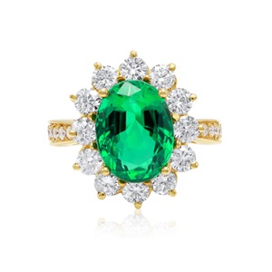 4.20 CT 925 <b>Silver</b> Prong Setting <b>Emerald</b> Halo Flower Moissanite Luxury Elegant Party Gift <b>Ring</b> - Product Image 2