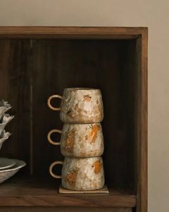 Vintage Ceramic Mug Heat-Resistant Dishwasher Microwave Safe Leaf Pattern <b>Large</b> Capacity Coffee <b>Tea</b> <b>Cup</b> for Household Office - Product Image 3