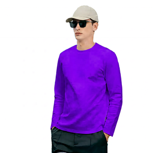 T-shirt à manches longues pour homme, col rond, 100 % coton jersey, imprimé sérigraphié, coupe ample, motif lettres, anti-rétrécissement, décontracté - Product Image 2