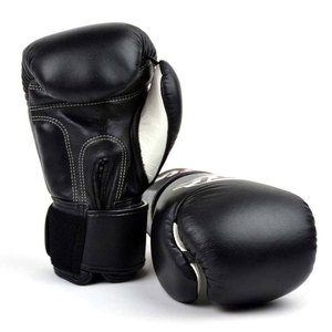 Gants de boxe en cuir blanc, noir et rouge personnalisables Econex Sports avec fermeture à enfiler pour l'entraînement des adultes - Product Image 1