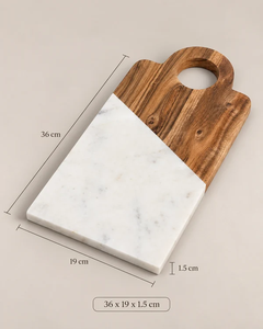 Planche à découper en bois et marbre, pour usage quotidien en cuisine, fabriquée à la main, de qualité supérieure, blocs à découper en bois et marbre, planche ronde de service. - Product Image 4