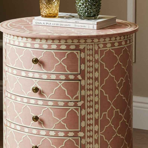 โต๊ะกาแฟฝังกระดูกสีชมพูอาร์ตเดโคสีดำสีขาวห้องนั่งเล่น - Product Image 6