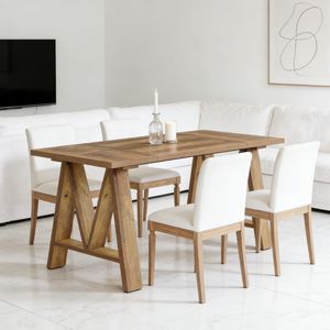 Tavolo da Pranzo in Legno Massello dal Design Moderno con Struttura in Acciaio e Elegante Piano in Ardesia per Appartamenti, Soggiorni, Matrimoni o Uso Alberghiero - Product Image 5