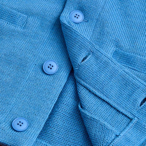 Cárdigan de lana/nailon azul con cuello en V para hombre, de manga larga, con botones, antipilling, antiarrugas, transpirable, con encaje, de última tendencia - Product Image 6