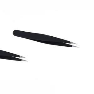 Juego de 2 Pinzas para Cejas Negras, Pinzas para Cejas de Acero Inoxidable de Marca Privada al por Mayor de Fábrica - Product Image 5