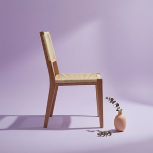 Modern Scandinavian Teak Wood <b>Dining</b> Chair With Natural Rattan Cane Weave Handmade Premium Quality Sustainable Furniture Indoor - Product Image 2