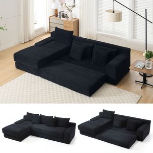 Divano Letto Convertibile a L in Tessuto Corduroy con Memory Foam e Telaio in Acciaio, Nessun Montaggio Richiesto - per Soggiorno - Product Image 1