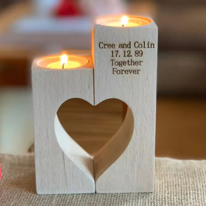 Handmade Personalized Engraved Wood Candle <b>Holder</b> Custom <b>Tealight</b> <b>Holder</b> Christmas Gift for Couple Custom Wood Home Decoration - Product Image 1