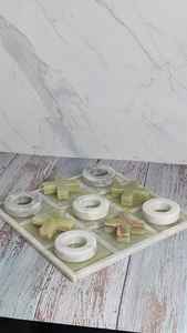 Marble Tic Tac Toe <b>Game</b> Green Onyx and White Marble 10 Inch Set Luxury <b>Board</b> <b>Game</b> for Home Decor Gift - Product Image 5
