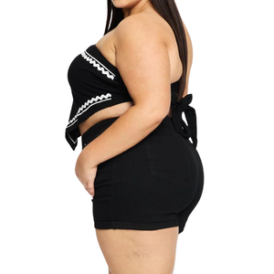 Wholesale Customizable Plus Size Women's Denim <b>Shorts</b> Mid Waist Casual Breathable Summer Washed Free Sample Best Quality - Product Image 4