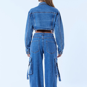 Women's <b>Denim</b> Jeans <b>Jacket</b> 2026 Top Quality Wholesale Ladies Button up Washed <b>Cropped</b> <b>Denim</b> <b>Jackets</b> OEM Serviced - Product Image 2