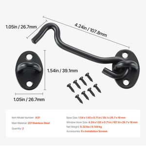 Set di 2 Ganci per Porta Scorrevole in Acciaio Inox con Viti di Montaggio e Bullone - Product Image 4