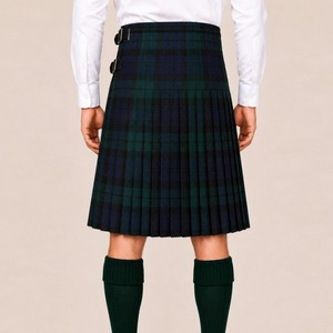 Kilt écossais plissé en polyviscose pour homme, taille haute, tenue traditionnelle écossaise formelle, motif vert et bleu, épais pour l'hiver - Product Image 2