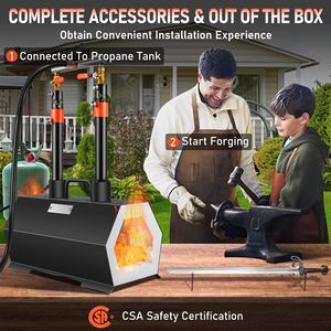 Fornace Portatile a Doppio Bruciatore a Propano, Mini Forno di Grande Capacità per la Forgiatura di Coltelli, per Fabbri e Maniscalchi, Macchinari per la Lavorazione del Metallo - Product Image 3