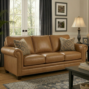Elegant Real Leather 3 Seater <b>Sofa</b> Luxury Classic Couch with Comfortable Seating <b>for</b> Living Room Hotel and Office Spaces - Product Image 1