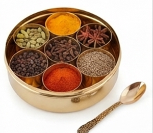 Boîte à épices ronde en métal de qualité supérieure avec couvercle floral et 6 compartiments pour le rangement des épices dans la cuisine - Product Image 4