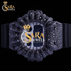 Premium Luxury Diamond Watch VVS Moissanite Iced Finish <b>Rubber</b> Strap Stainless Steel Gift Jewelry From India - Product Image 4