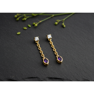 Wholesale 10K Solid Gold Bezel Setting <b>Dangle</b> <b>Earrings</b> with VVS1 Lab Grown <b>Diamond</b> Clear Gemstone Wedding Sample Making Service - Product Image 2