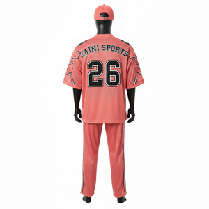 Ensemble assorti 2 pièces en maille polyester athlétique pour homme, anti-humidité, couleur corail, logo sublimé. Ensemble 2 pièces en maille pour homme. - Product Image 2