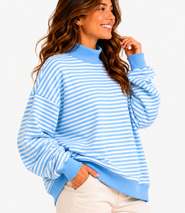 OEM Custom Heavyweight Fleece <b>Floral</b> Applique Oversized Drop Shoulder Pullover Women's Mock Neck <b>Sweatshirt</b> Anti-Pilling-Front - Product Image 2